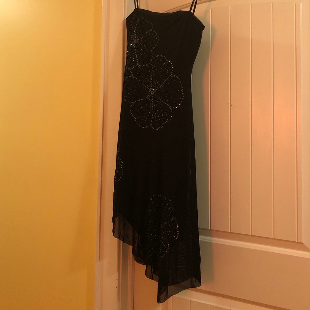 Strapless bcbg dress with sequin floral design